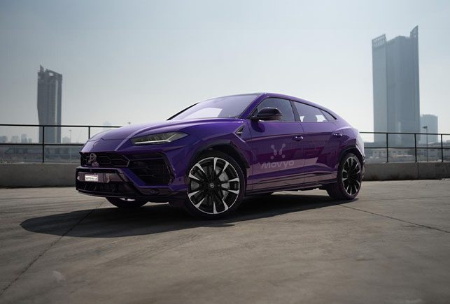 Movyocar Lamborghini Urus Purple car rental in dubai