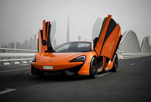 Movyocar Mclaren 570s Spider Orange car rental in dubai