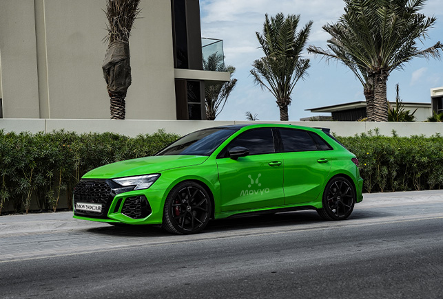 Movyocar Audi Rs 3 Green car rental in dubai