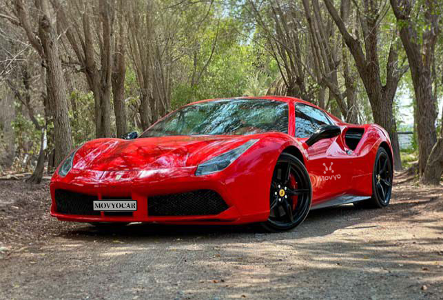 Movyocar Ferrari 488 Spider Red car rental in dubai