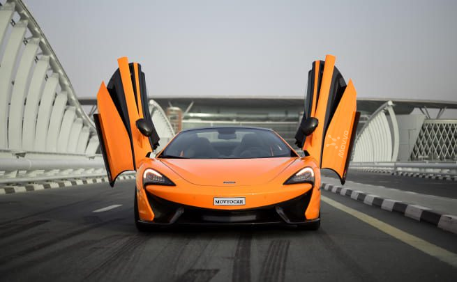 Movyocar Mclaren 570s Spider Orange car rental in dubai