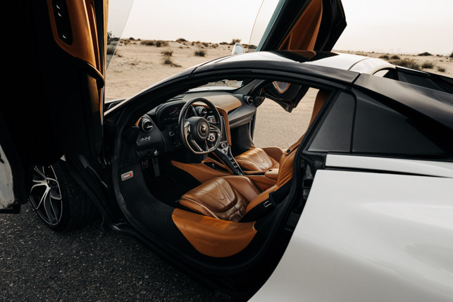 Movyocar Mclaren 720s Spider White car rental in dubai