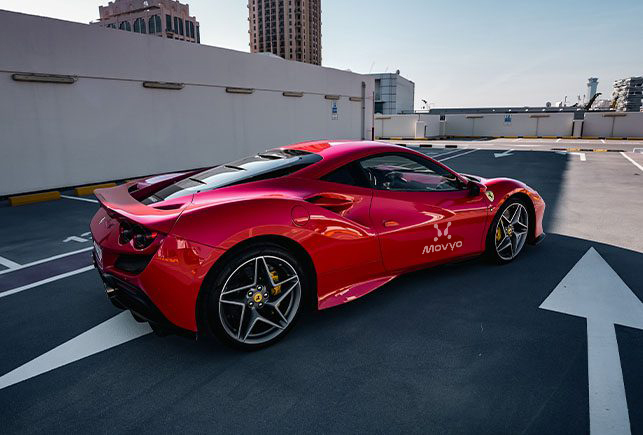 Movyocar Ferrari F8 Tributo Red car rental in dubai
