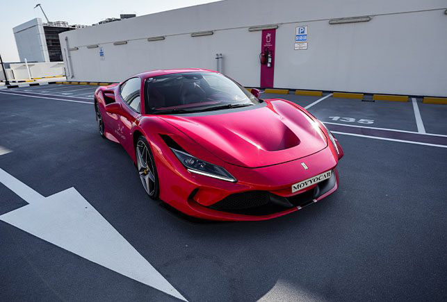 Movyocar Ferrari F8 Tributo Red car rental in dubai