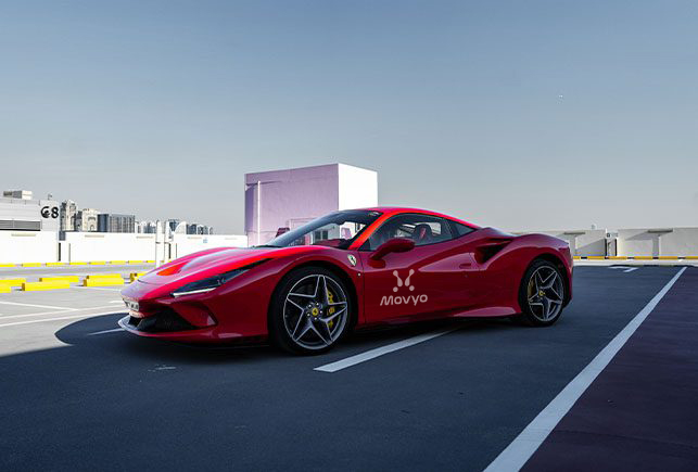 Movyocar Ferrari F8 Tributo Red car rental in dubai