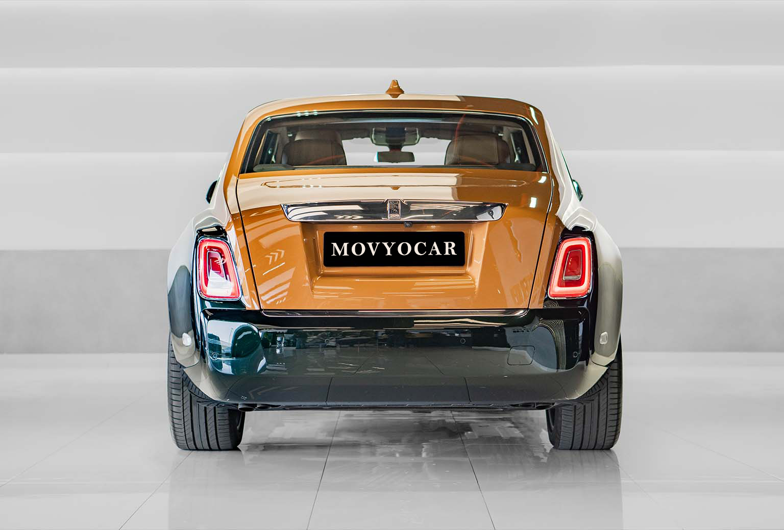 Movyocar Rolls Royce Phantom Grren Gold car rental in dubai